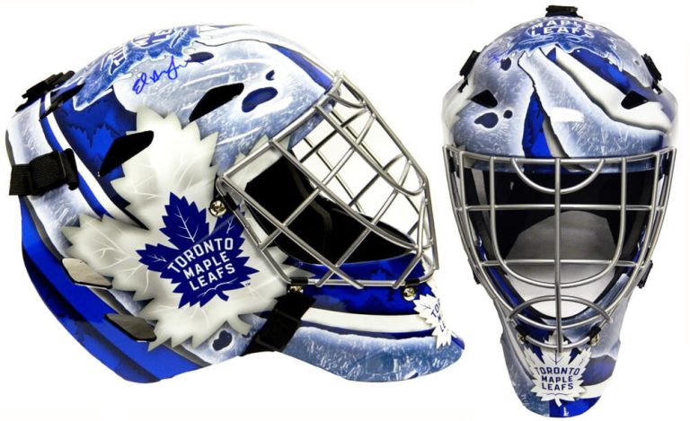 ED BELFOUR Signed Toronto Maple Leafs Franklin Replica F/S Goalie Mask -SCHWARTZ