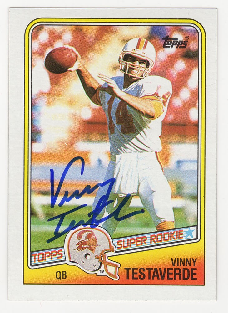 Vinny Testaverde Autographed Bucs 1988 Topps Football Rookie Card #352 (SS COA)