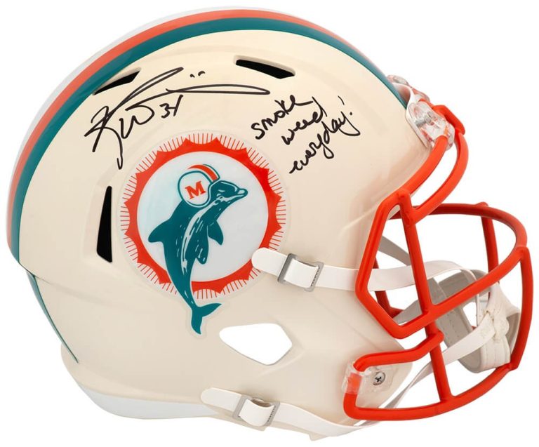 Ricky Williams Signed Dolphins RETRO Riddell F/S Rep Helmet w/Smoke Weed -SS COA