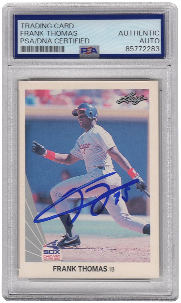 Frank Thomas Signed White Sox 1990 Leaf Rookie Baseball Card #300 - (PSA/DNA)