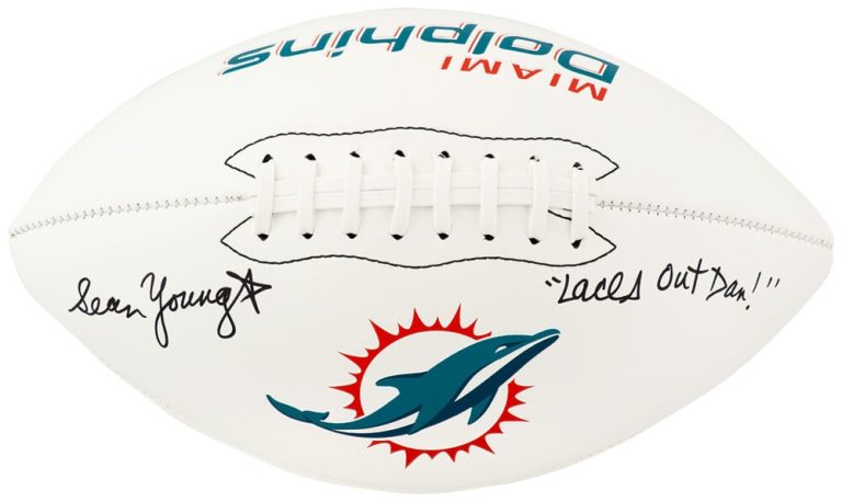 Sean Young Signed Dolphins Franklin White Logo Football w/Laces Out, Dan -SS COA