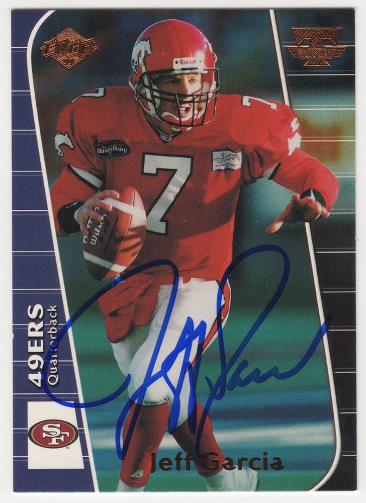 Jeff Garcia Signed 1999 Collectors Edge Triumph Rookie Card #T119 (SCHWARTZ COA)