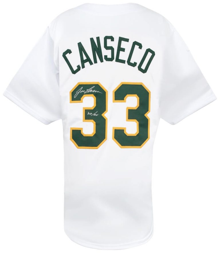 Jose Canseco Signed White Custom Baseball Jersey w/40-40 - (SCHWARTZ COA)
