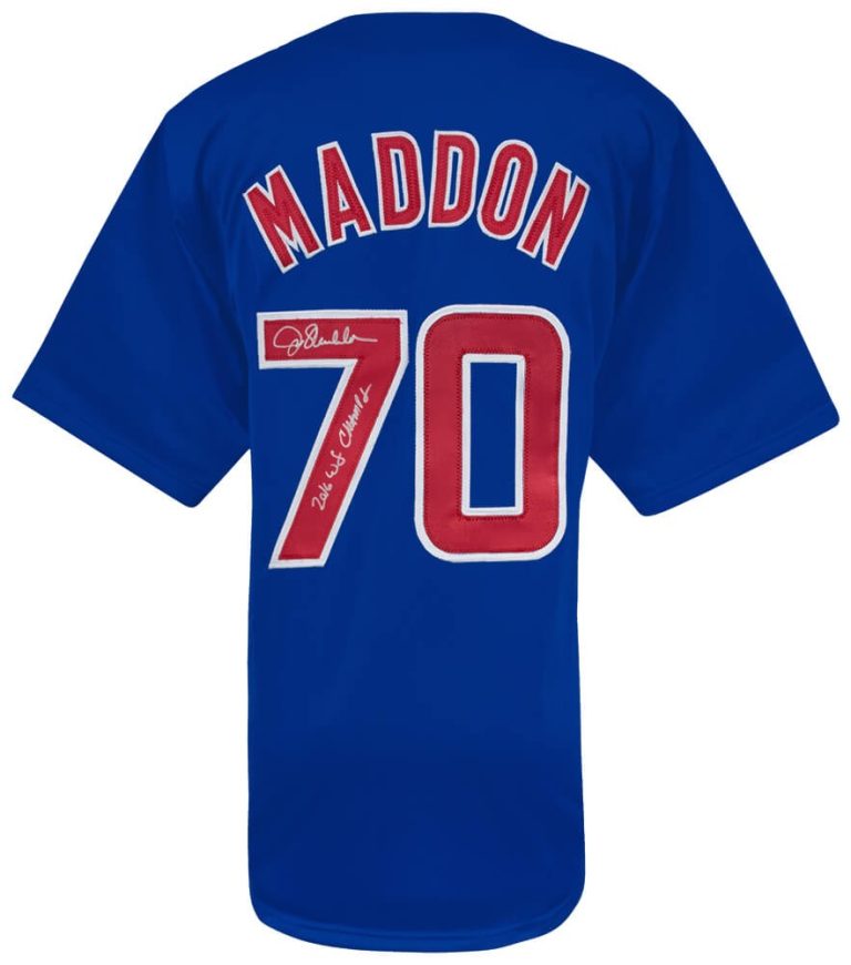 Joe Maddon (CUBS) Signed Blue Custom Baseball Jersey w/2016 WS Champs - (SS COA)