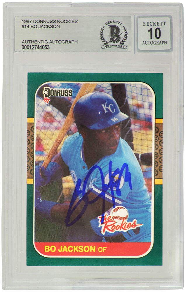 Bo Jackson Signed Royals 1987 Donruss The Rookies Card #14 - (Beckett / Auto 10)