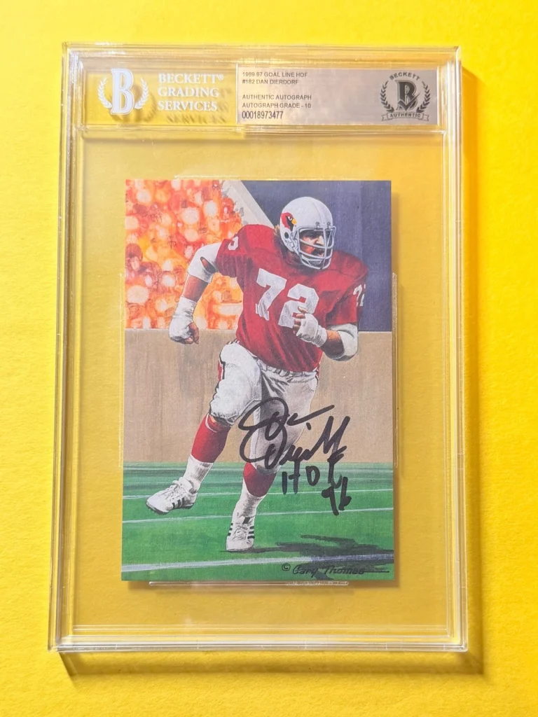1989 GOAL LINE HOF DAN DIERDORF #162 SIGNED ART BECKETT AUTHENTIC 10 