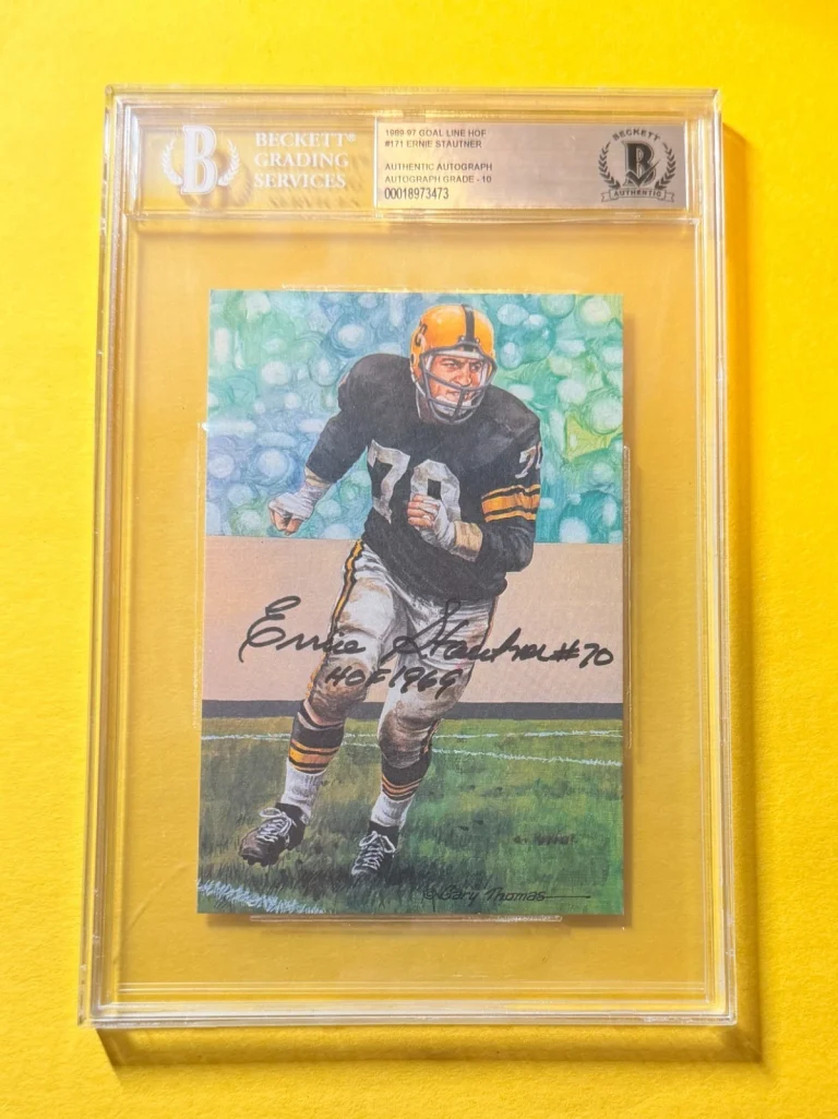 1989 GOAL LINE HOF ERNIE STAUTNER #171 SIGNED ART BECKETT AUTHENTIC 10 