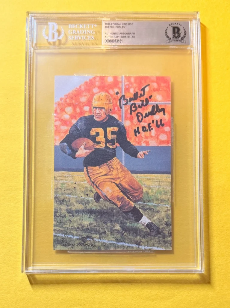 1989 GOAL LINE HOF BILL DUDLEY #98 SIGNED ART BECKETT AUTHENTIC 10 