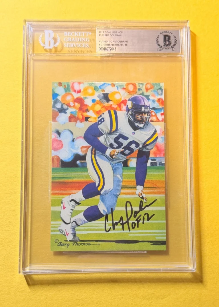 1989 GOAL LINE HOF CHRIS DOLEMAN #3 SIGNED ART BECKETT AUTHENTIC 10 