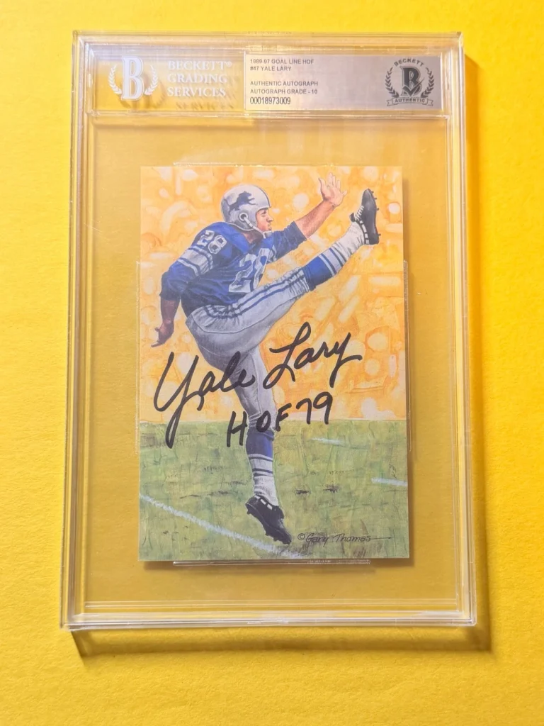 1989 GOAL LINE HOF YALE LARY #47 SIGNED ART BECKETT AUTHENTIC 10 