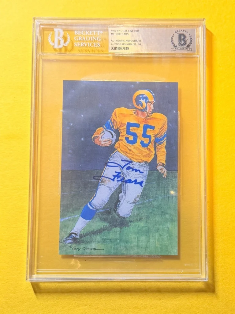 1989 GOAL LINE HOF TOM FEARS #9 SIGNED ART BECKETT AUTHENTIC 10 RAMS