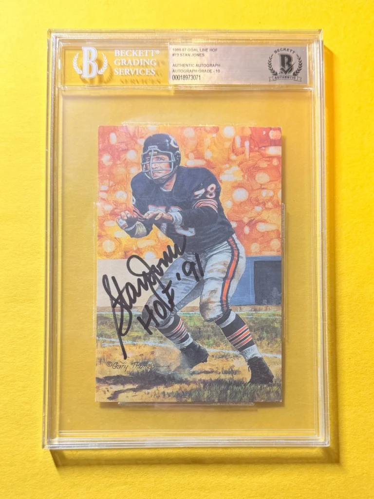 1989 GOAL LINE HOF STAN JONES #73 SIGNED ART BECKETT AUTHENTIC 10 