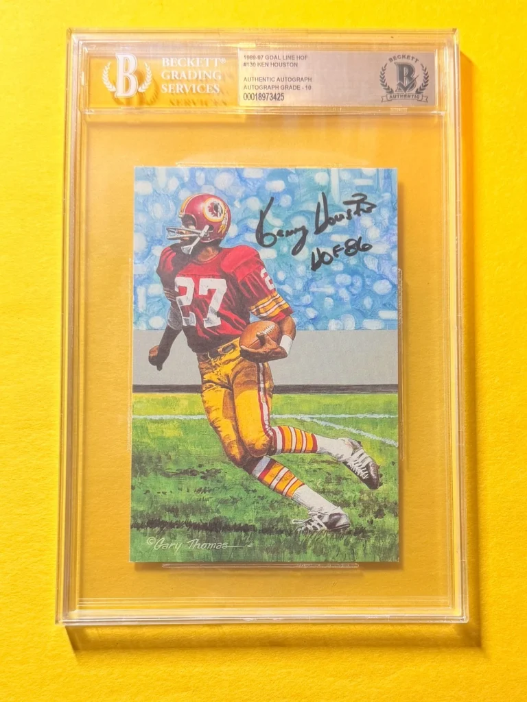 1989 GOAL LINE HOF KEN HOUSTON #130 SIGNED ART BECKETT AUTHENTIC 10 