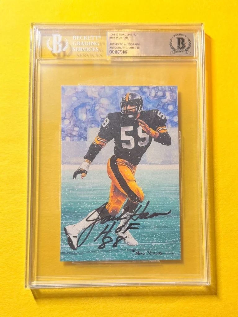1989 GOAL LINE HOF JACK HAM #102 SIGNED ART BECKETT AUTHENTIC 10 