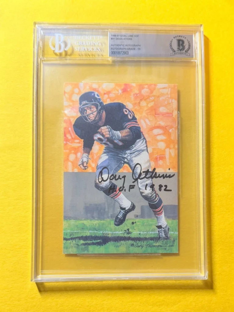 1989 GOAL LINE HOF DOUG ATKINS #31 SIGNED ART BECKETT AUTHENTIC 10 