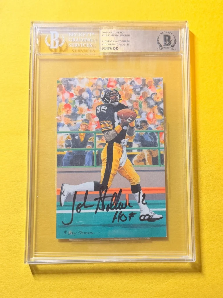 2002 GOAL LINE HOF JOHN STALLWORTH #216 SIGNED ART BECKETT AUTHENTIC 10 