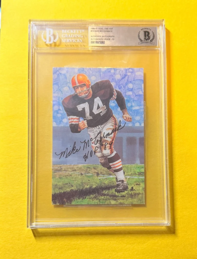 1989 GOAL LINE HOF MIKE MCCORMACK #78 SIGNED ART BECKETT AUTHENTIC 10 