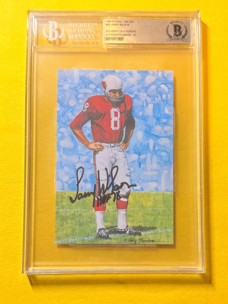 1989 GOAL LINE HOF LARRY WILSON #29 SIGNED ART BECKETT AUTHENTIC 10 