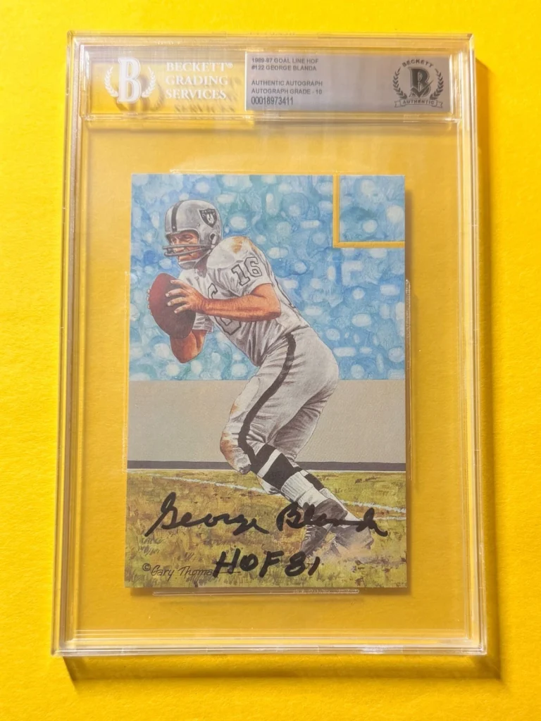 1989 GOAL LINE HOF GEORGE BLANDA #122 SIGNED ART BECKETT AUTHENTIC 10 