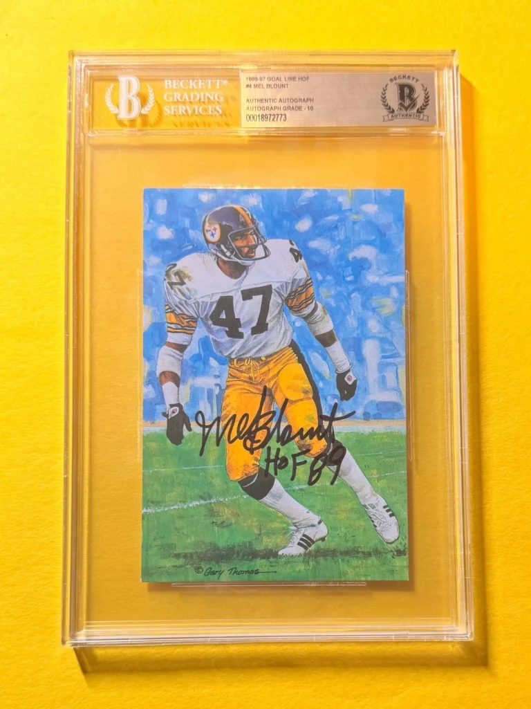 1989 GOAL LINE HOF MEL BLOUNT #4 SIGNED ART BECKETT AUTHENTIC 10 