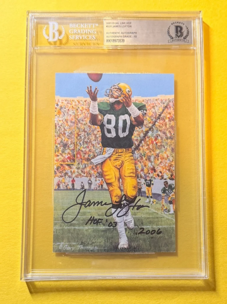 2003 GOAL LINE HOF JAMES LOFTON #220 SIGNED ART BECKETT AUTHENTIC 10 