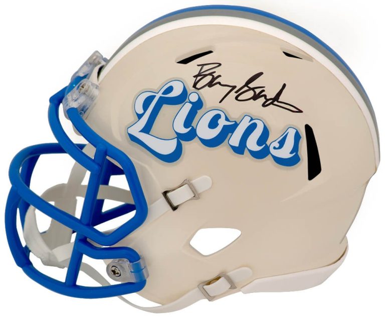 Barry Sanders Signed Lions RETRO Riddell Mini Helmet - (On Lions Side) (SS COA)