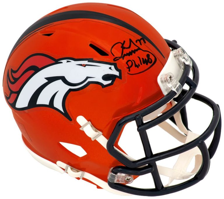 Karl Mecklenburg Signed Broncos FLASH Riddell Speed Mini Helmet - (SCHWARTZ COA)