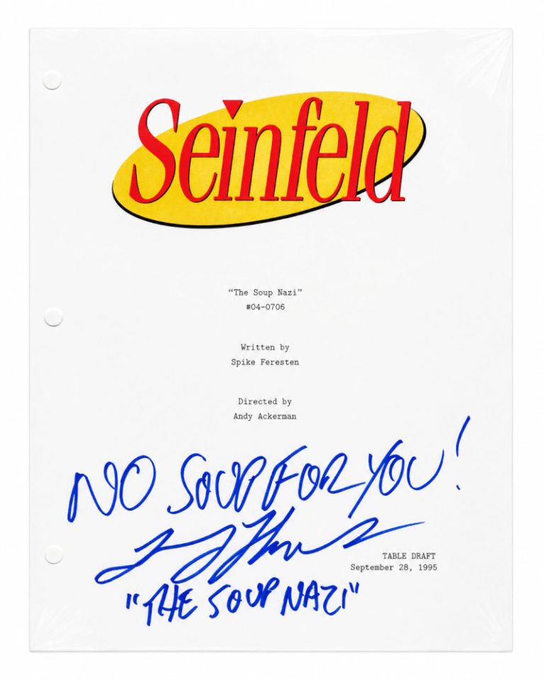Larry Thomas Signed Seinfeld Soup Nazi Episode Script Cover Page w/2-INS -SS COA