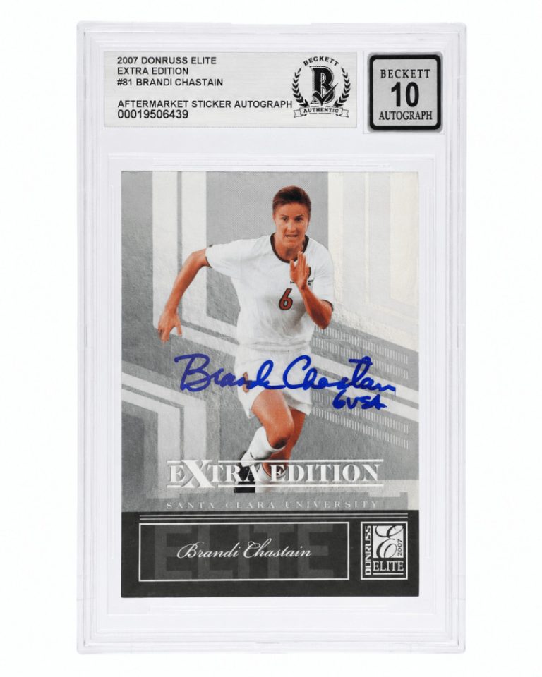 Brandi Chastain Signed 2007 Donruss Elite #81 w/USA -(Beckett - Auto 10 Sticker)
