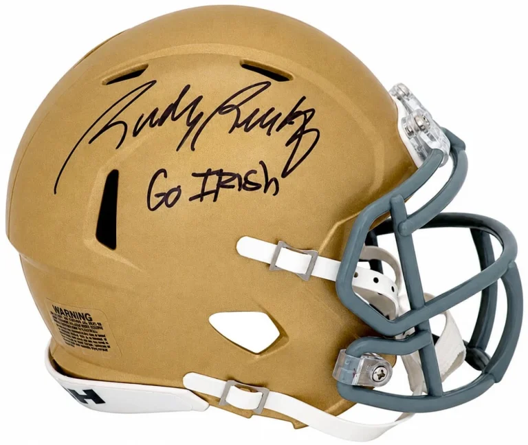 Rudy Ruettiger Signed Notre Dame Riddell Mini Helmet w/Go Irish - (SCHWARTZ COA)