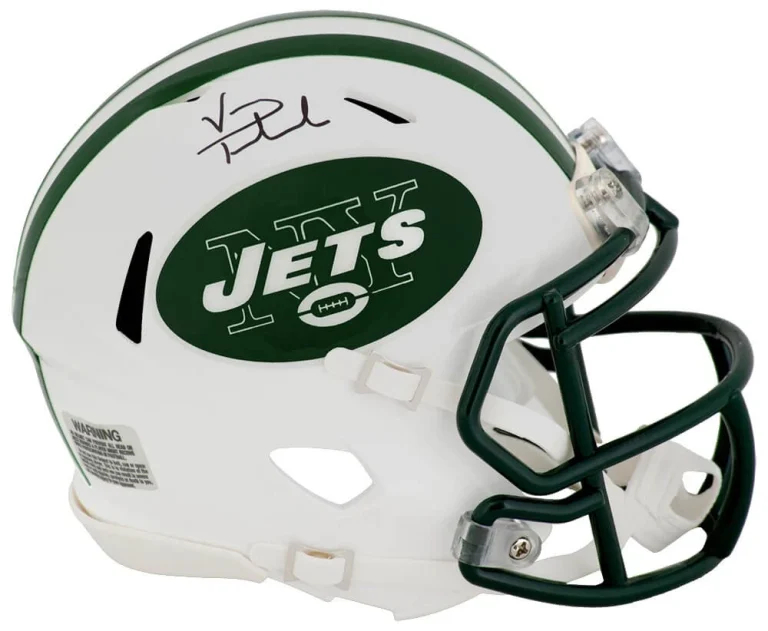 Vinny Testaverde Signed Jets White T/B Riddell Speed Mini Helmet -(SCHWARTZ COA)