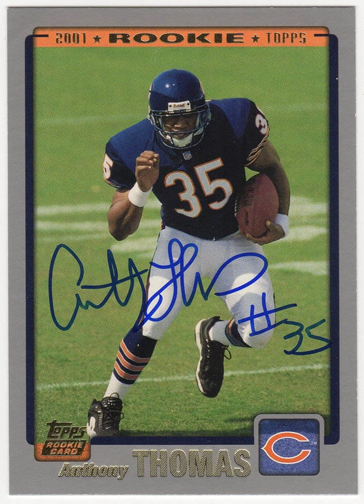 Anthony Thomas Signed Bears 2001 Topps Rookie Football Card #358 -(SCHWARTZ COA)