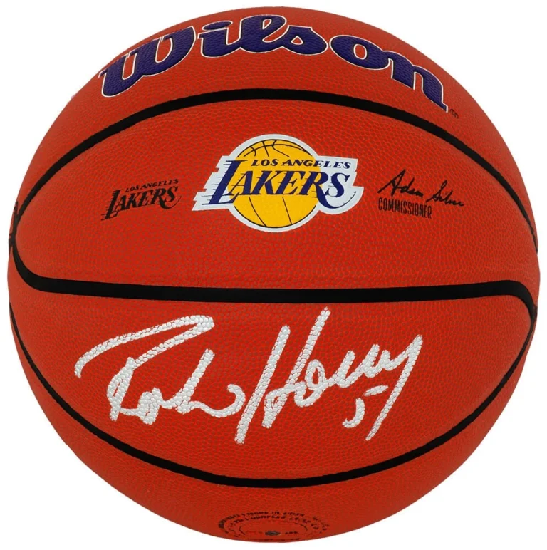 Robert Horry Signed Los Angeles Lakers Logo Wilson NBA Basketball (SCHWARTZ COA)