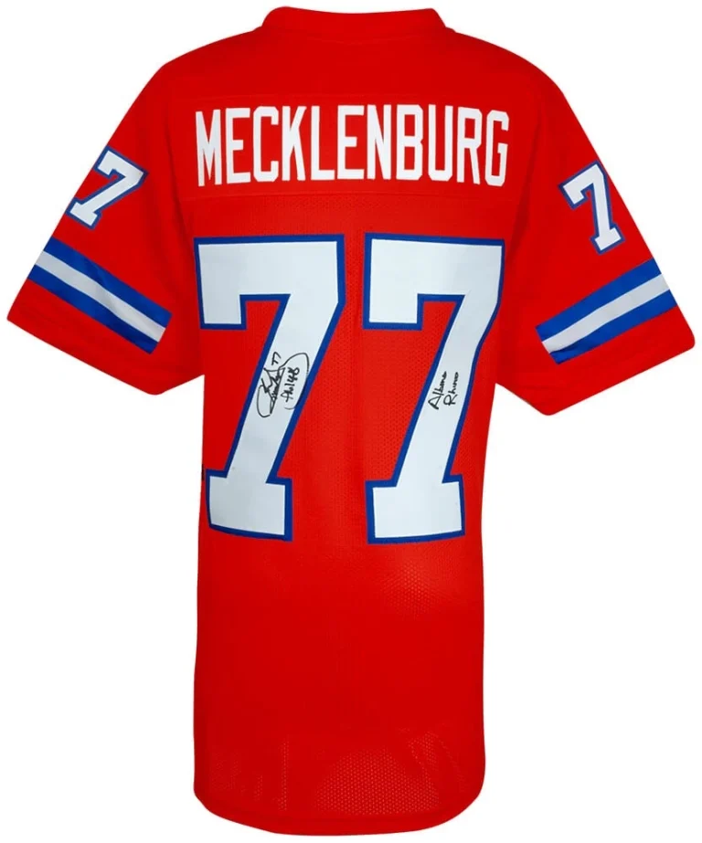 Karl Mecklenburg Signed Orange Custom Football Jersey w/Albino Rhino - (SS COA)