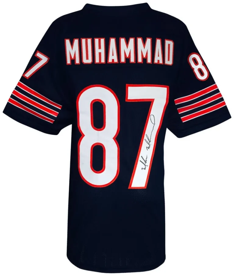 Muhsin Muhammad (BEARS) Signed Navy Custom Football Jersey - (SCHWARTZ COA)