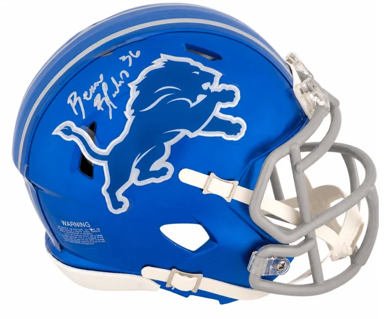 Bennie Blades Signed Lions FLASH Riddell Speed Mini Helmet - (SCHWARTZ COA)
