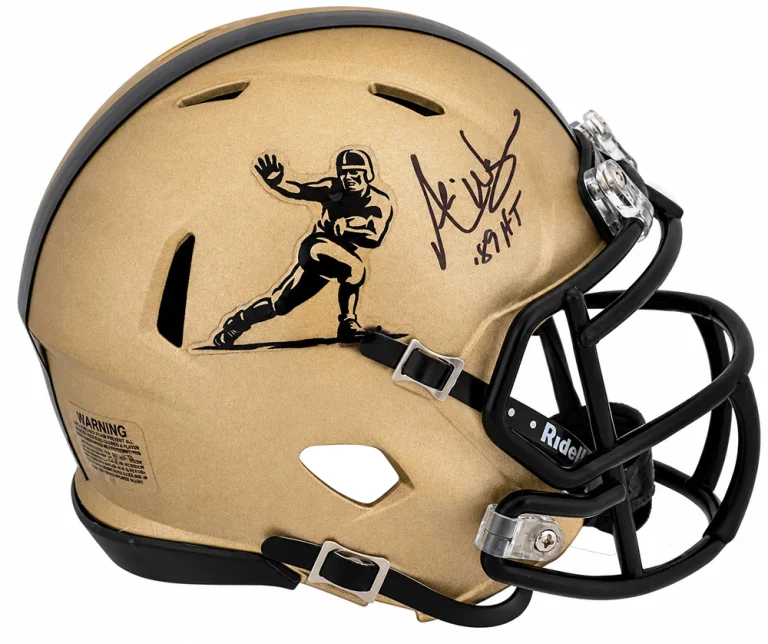Andre Ware Signed Heisman Trophy Logo Gold Riddell Mini Helmet w/89'HT -(SS COA)