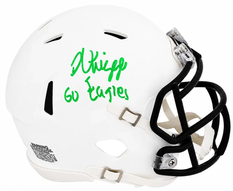 Noah Knigga Signed Riddell White Speed Mini Helmet w/Go Eagles - (SCHWARTZ COA)