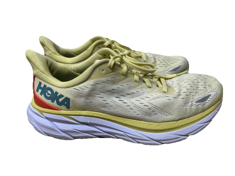 Hoka One One Clifton 8 Womens Size 9.5 B Yellow Athletic Running Shoes Sneakers