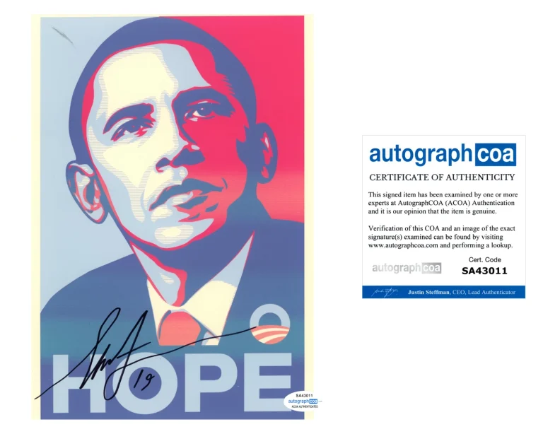 Shepard Fairey Signed Autographed 8x10 Photo Barack Obama HOPE ACOA COA