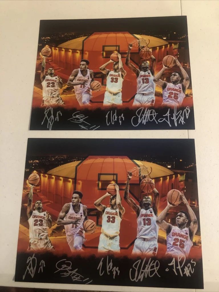 SYRACUSE ORANGE 2018-19 SIGNED AUTOGRAPH STARTER PHOTO BATTLE BRISSETT ETC COA