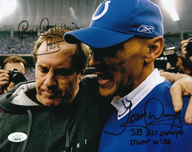 Bill Belichick Tony Dungy dual SIGNED Photo JSA COA NFL Football Patriots Colts