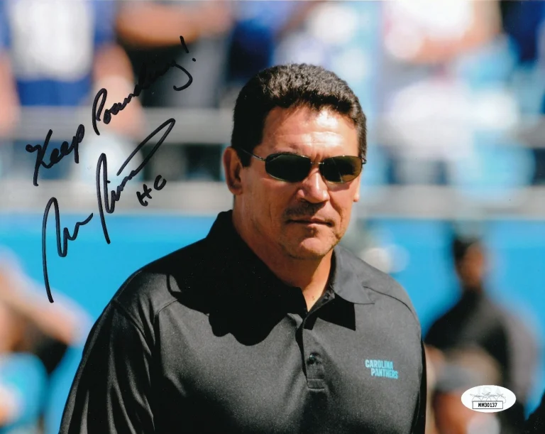 Ron Rivera REAL hand SIGNED Photo JSA COA NFL Football Panthers Washington