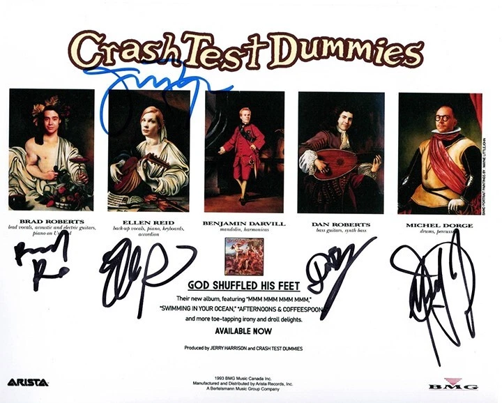 Crash Test Dummies SIGNED Photo #2 COA Brad Dan Mitch Ellen Jerry Talking Heads