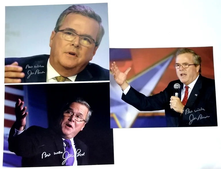 Jeb Bush REAL Hand SIGNED Set of 3 Photo Lot COA Autographed Republican