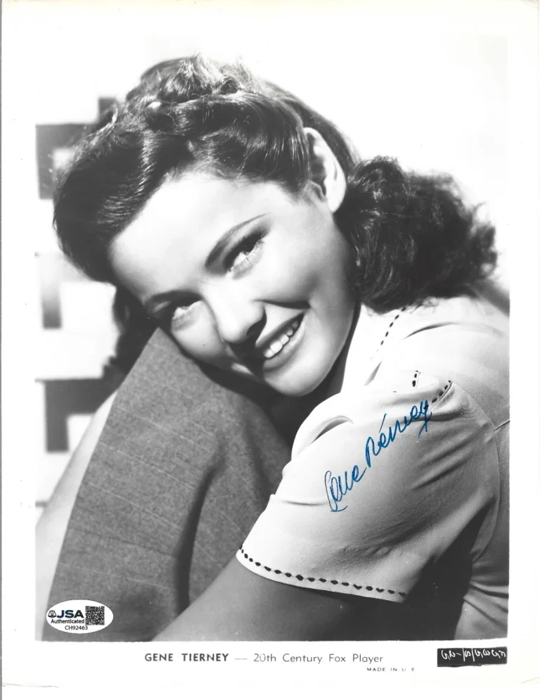 Gene Tierney REAL hand SIGNED Official Promo Photo JSA COA Autograph Golden Age