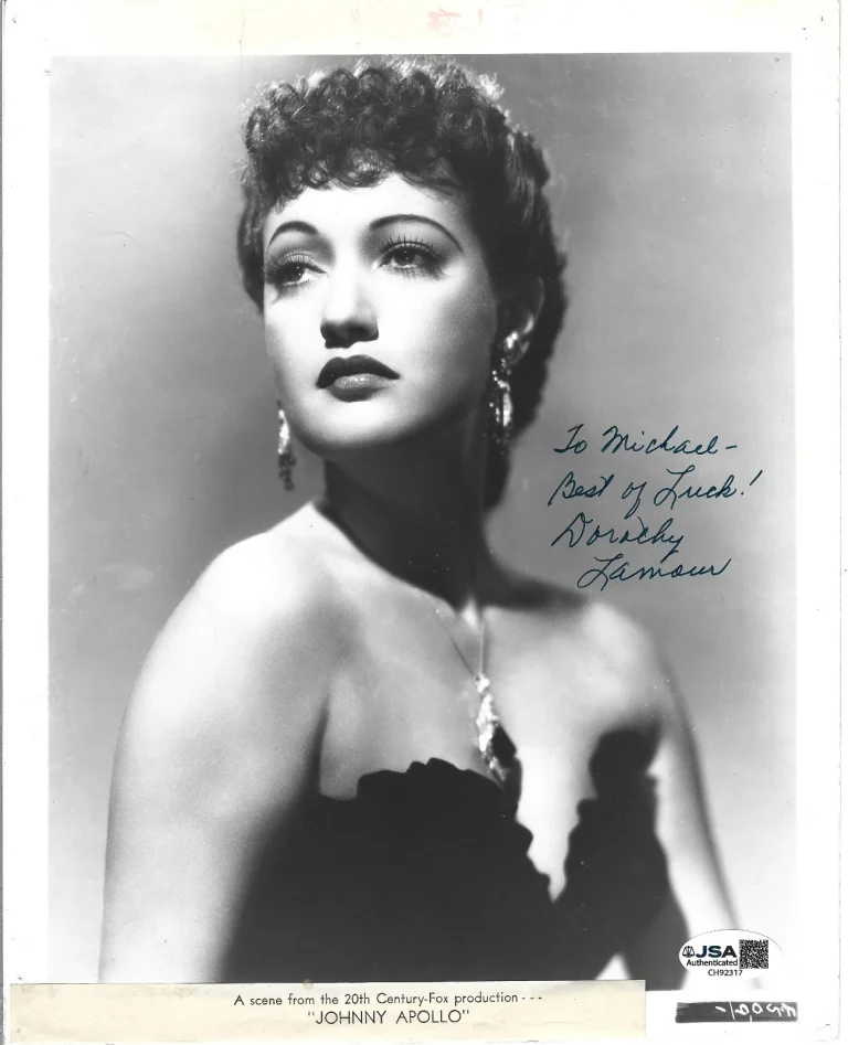 Dorothy Lamour hand SIGNED Promo Photo JSA COA Autograph Bob Hope Bing Crosby
