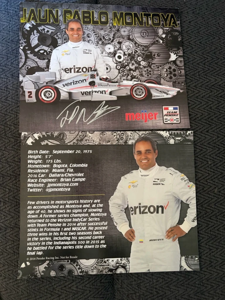 Juan Montoya Indy Car Indianapolis 500 Promo hero Card Auto Meijer 2016