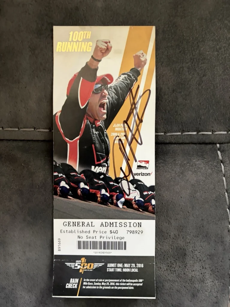 Juan Pablo Montoya (2015 Winner) Signed Indianapolis Indy 500 Ticket 2016 Race