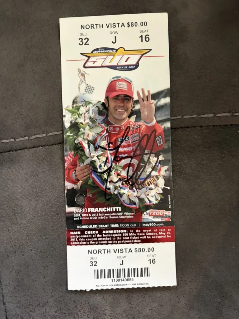 Dario Franchitti (2012 Winner) Signed Indianapolis Indy 500 Ticket 2013 Race